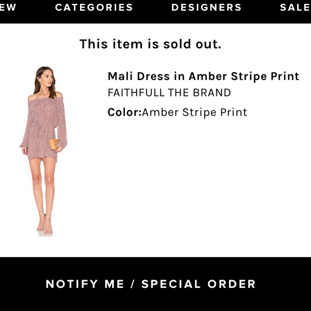 Faithfullvthe Brand Mali striped dress in Amber Print. NWT.‎ Retail 80